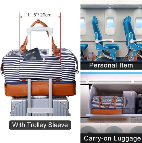 Miniatura 3 de Bodaon Bolsa de fin de semana con tiras de compartimento para zapatos