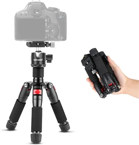 Miniatura 10 de NEEWER Mini trípode de escritorio de fibra de carbono para cámara, trípode de viaje portátil de mesa con cabezal de fluido de video, placa QR
