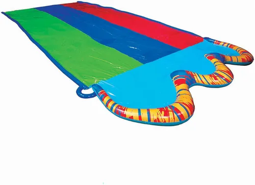 BANZAI Triple Racer Tobogán acuático, longitud: 16 pies, ancho: 82 pulgadas, juguete inflable para salpicaduras de agua para patio trasero