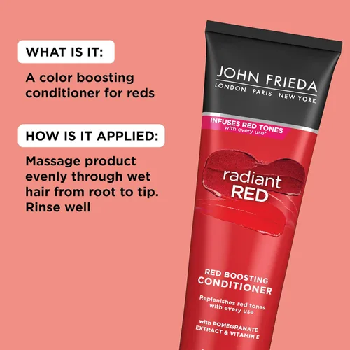 Miniatura 7 de John Frieda Radiant Red, Acondicionador para Elevar el Color Rojo, Hidrata y Realza los Tonos Rojos con Extracto de Granada y Vitamina E