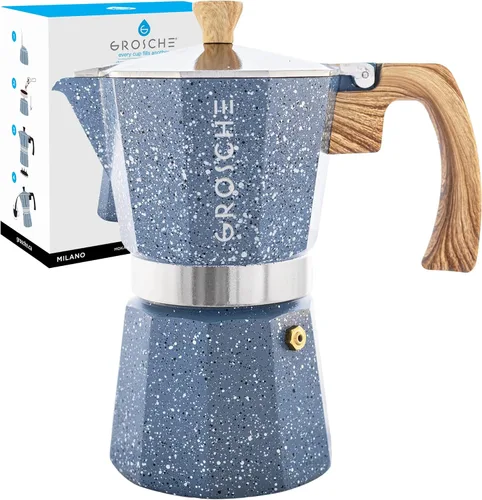 Miniatura 32 de GROSCHE Milano Cafetera Moka para Preparar Espresso en la Estufa, 9 Tazas de Café, 15.2 oz, Negro. Cafetera Cubana para Preparar Café en la Estufa