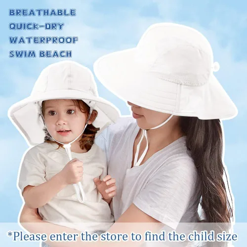 Miniatura 75 de Sombrero de verano para niños pequeños con solapa para el cuello, impermeable, sombrero de natación para niños, protección UV, sombrero de playa