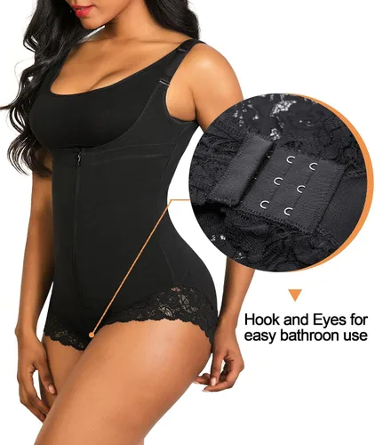 Miniatura 4 de SHAPERX Faja moldeadora colombiana de control del abdomen, modelador de figura con cremallera, body con torso abierto