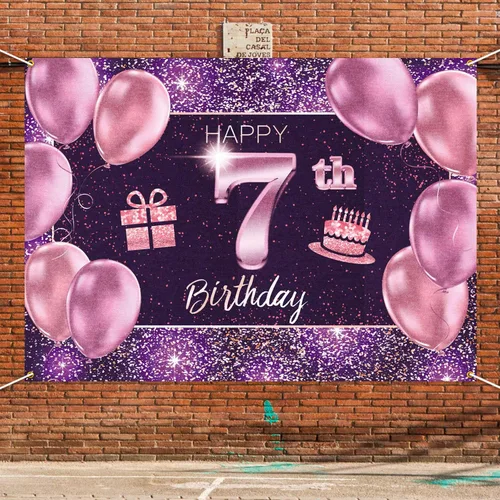 Miniatura 5 de pancarta grande rosa con texto en inglés “Happy Birthday