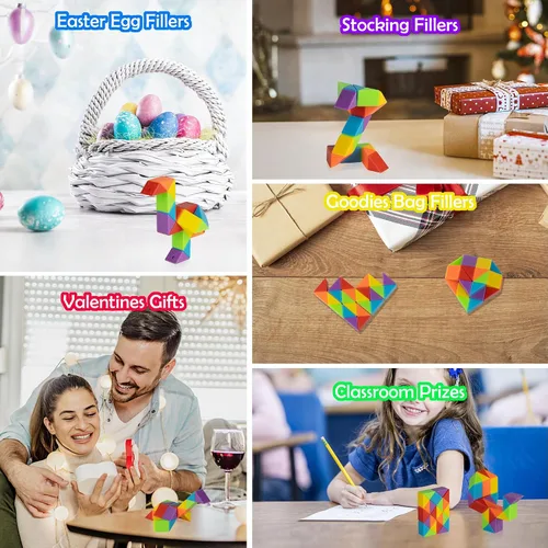 Miniatura 6 de Cubo de serpiente mediano, paquete de 4 juguetes sensoriales para aliviar el estrés, suministros a granel, bolsas de regalo, juguetes para ansiedad