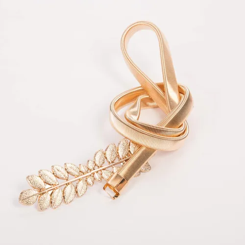 Miniatura 12 de GRACE KARIN Cinturón de cincha de metal flaco para mujer, cinturón elástico de cintura de oro CL633