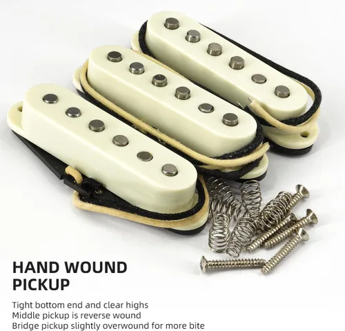 Miniatura 3 de Alnico - Juego de 5 pastillas de guitarra, SSS Single Coil Pickups Guitar Neck/Middle/Bridge Pickup Cream para Strat Squier guitarra eléctrica