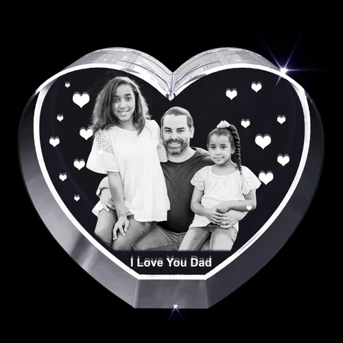 Miniatura 6 de Cristal grabado con foto 3D personalizada (corazón grande (4.92 x 4.33 x 2.3 pulgadas)