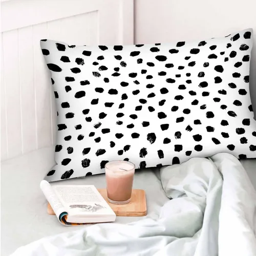Miniatura 6 de Mugod Funda de cojín con diseño de lunares negros, sin costuras, para cama, sofá, oficina, 20 x 30 pulgadas