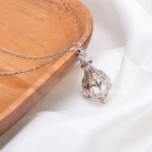 Miniatura 2 de Paialco Collar con colgante de plata de ley 925 con diseño de iglesia gótica y jaula hueca para mujer
