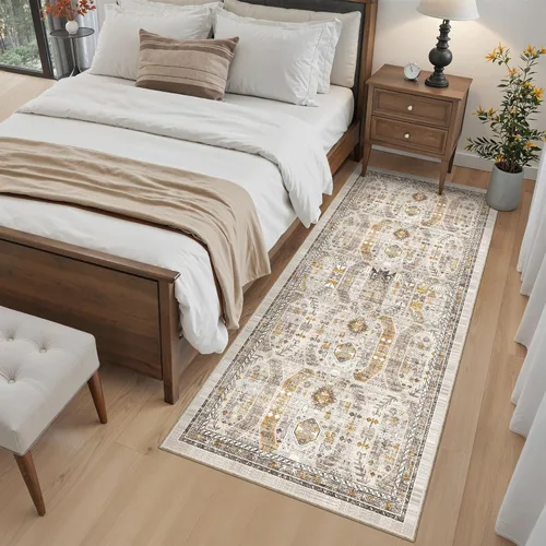 Miniatura 585 de Madane Tapete lavable de 2 x 10 pies para pasillo, cocina, recibidor, clásico, suave, antideslizante para interiores, casa de campo, baño, sala