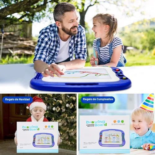 Miniatura 6 de Tablero de Dibujo Magnético, Tablero Grande de Garabatos Juguetes para Niñas y Niños de 3 4 5 6 7 Años Regalo para Niños Etch A Sketch Colorido Azul