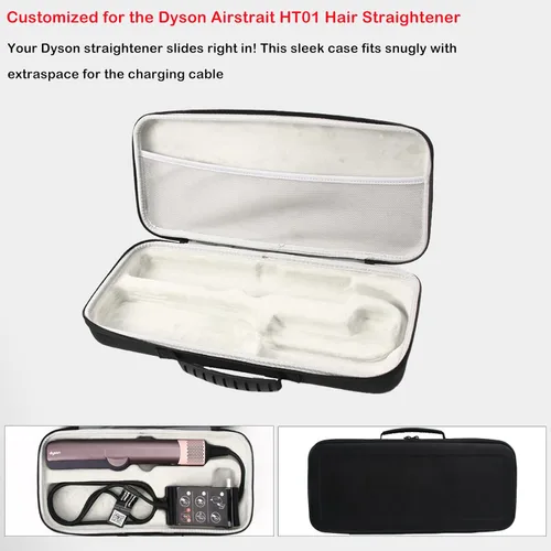 Miniatura 3 de Funda de viaje rígida compatible con Dyson Airstraight HT01 alisador de pelo y fuente de alimentación, funda de transporte impermeable y a prueba