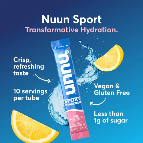 Miniatura 2 de Nuun Sport Paquetes de polvo de electrolitos con magnesio, calcio, potasio, cloruro y sodio, paquetes de hidratación para llevar, sabor a limonada