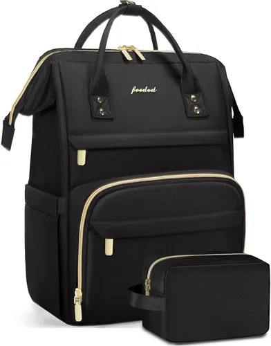 Miniatura 17 de FOCDOD - Mochila para laptop de mujer, para trabajo - Compatible con laptops de 15.6 pulgadas con compartimento para computadora, impermeable