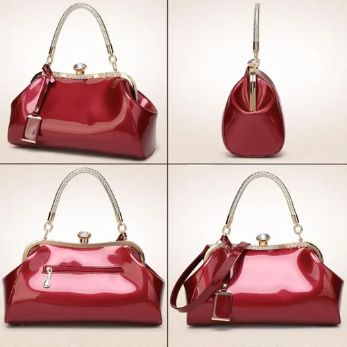 Miniatura 6 de YOUNXSL Bolso de mano de charol brillante para mujer, bolso de mano con asa superior, bolso de hombro de noche, bolso de boda, bolso retro