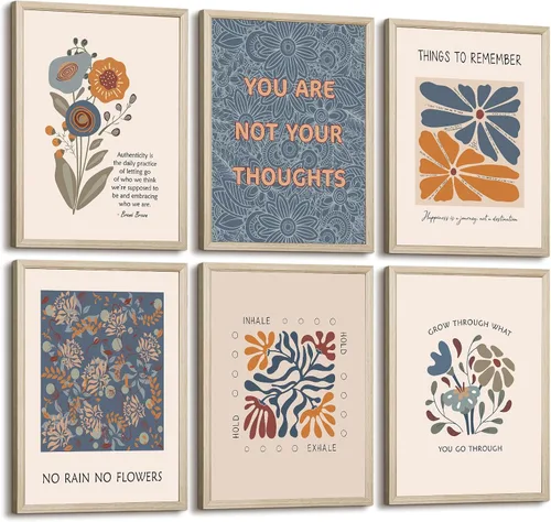 Miniatura 28 de Póster artístico de pared de salud mental, lienzo motivacional, decoración de pared, terapia, oficina, póster bohemio, impresiones inspiradoras
