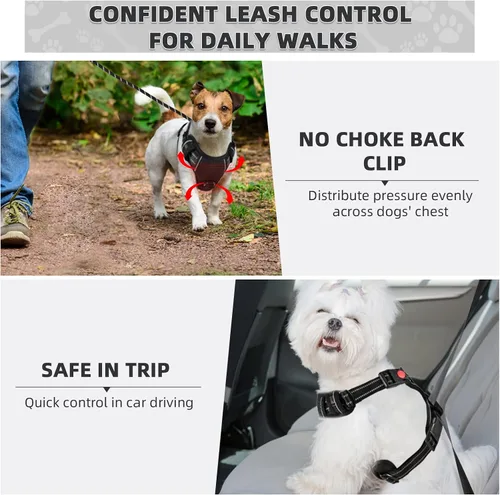 Miniatura 5 de Arnés para perro sin tirón y correa - Chaleco ajustable suave y acolchado, chaleco Oxford reflectante con asa de fácil control para perros pequeños