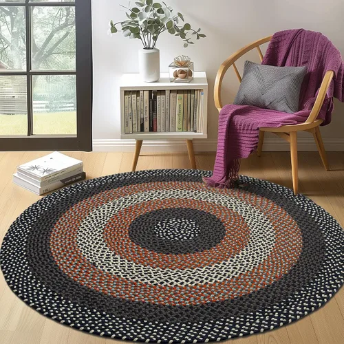Miniatura 42 de Super Area Rugs - Alfombra trenzada rústica en tonos taupe y gris oscuro, ovalada para puerta/entrada principal, alfombra tejida para exteriores, 2