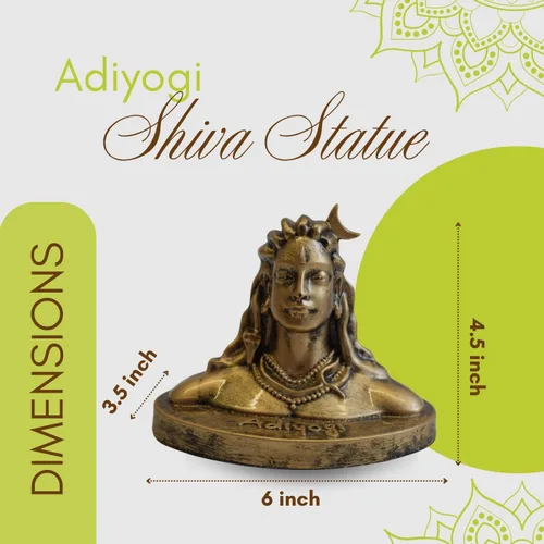 Miniatura 2 de Vedic Charya - Estatua de Adiyogi Shiva de 4.5 pulgadas - Ídolo de resina hecho a mano de Mahadev Dhyana Mudra para tablero del coche, escritorio