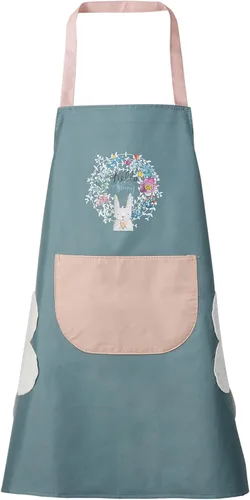 Miniatura 18 de DILLMAN Delantal de cocina para mujer con bolsillos para limpiar las manos, bolsillo grande, limpieza a mano, impermeable para cocinar y hornear