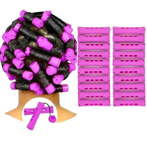 Miniatura 14 de Juego de 100 varillas rizadoras de cabello – Rodillos de plástico de onda fría para peinado de cabello natural, largo o corto – Herramientas