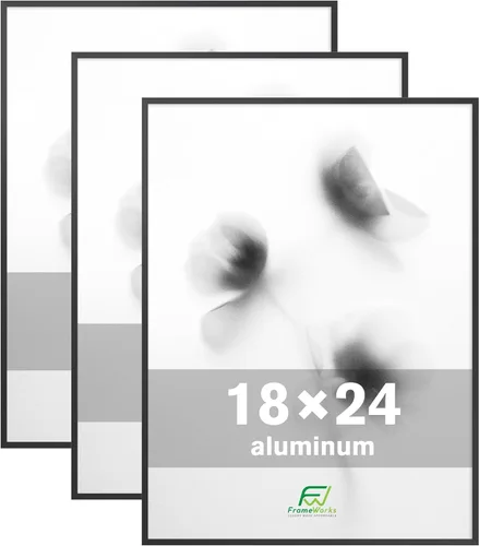 Miniatura 40 de FrameWorks Marcos para póster de aluminio cepillado de 12 x 18 pulgadas, diseño moderno de metal cepillado con plexiglás inastillable, perfecto
