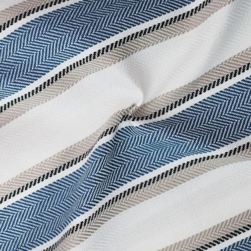Miniatura 4 de 2 Piezas Fundas de Almohada Azul Marino Blanco a Rayas de Lino Suave Cuadradas Funda de Almohada Decorativa para Sofá con Cierre Oculto - 30,5 x