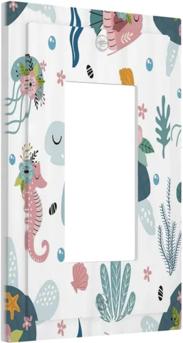 Miniatura 9 de Cubierta de Interruptor de Luz de 1 Gang con Escena de Flores de Grecia Mediterránea, Dispositivo Individual Basculante/GFCI, Placa Decorativa