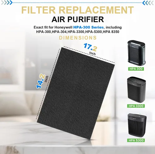 Miniatura 2 de Dekiru Filtro de carbón activado precortado para prefiltro HPA300 compatible con filtro purificador de aire Honeywell de repuesto, apto para una