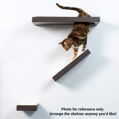Miniatura 5 de PetFusion - Estantes de pared para gatos (disponible como juego de 3 piezas o estante individual). Superficies de sisal para resistir los arañazos