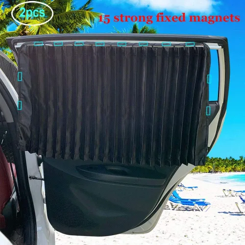 Miniatura 3 de Ovege Parasol para Ventana de Coche - Cortina Parasol para Ventana Lateral, Plisada Sedosa Protección UV Privacidad, Bebé Succión Magnética