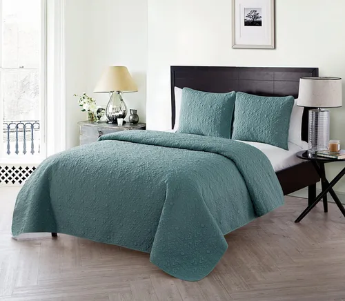 Miniatura 8 de VCNY Home Edredón para cama individual – Edredón individual alternativo de 2 piezas, colcha floral con funda (Caroline, ropa de cama gris)