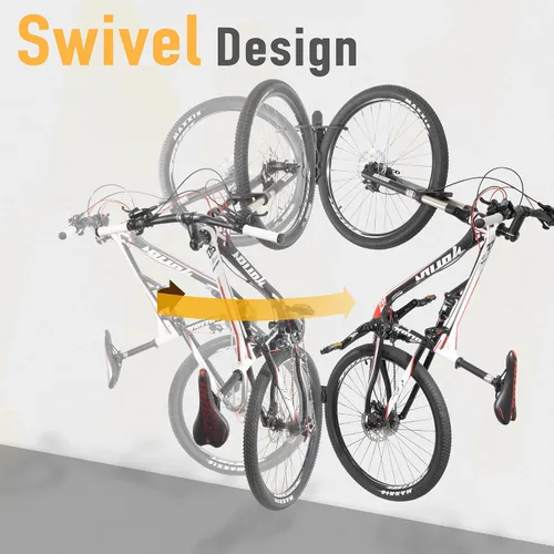 Miniatura 2 de BikeHand Swivel Bicycle Wall Hanger - Vertical Hook Wall Mount Holder - Indoor Garage Storage Bicycle Rack for MTB & Road Bikes - Max. Tire Width