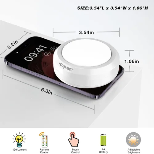 Miniatura 2 de HOLKPOILOT Luces de disco con control remoto, funciona con pilas debajo del gabinete, iluminación de disco debajo del mostrador, luces inalámbricas