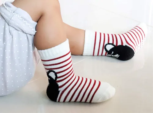 Miniatura 3 de RATIVE Non Skid Anti Slip Cotton Dress Crew Socks With Grips For Baby Infant Toddler Kids Girls