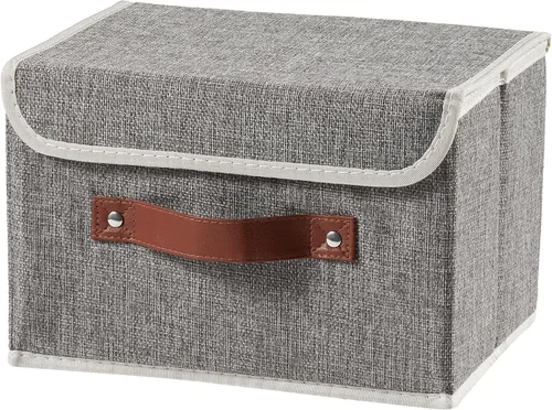 Miniatura 33 de Cajas de almacenamiento con tapa, contenedores de almacenamiento de tela de lino y algodón, contenedores organizadores, cestas decorativas plegables