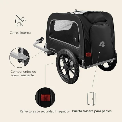 Miniatura 4 de Retrospec Rover Waggin' - Remolque de bicicleta para mascotas, para perros pequeños y medianos, marco plegable con ruedas de 16 pulgadas