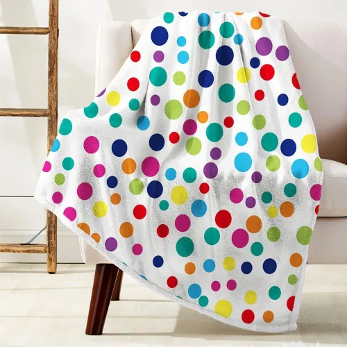 Miniatura 2 de Manta de bebé para niñas y niños, 40 x 30 pulgadas, suave manta de franela para bebé con patrón de lunares arcoíris clolrful, manta cálida