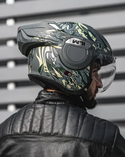 Miniatura 7 de ILM Casco modular de motocicleta vintage de cara completa para adultos y hombres, ATV UTV con protector de barbilla reversible de 180° DOT