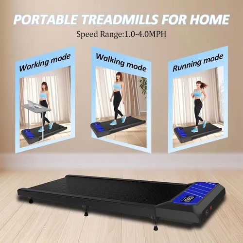 Miniatura 2 de Caminadora con inclinación, caminadora debajo del escritorio para oficina en casa, almohadilla plegable compacta de 2.5 HP, capacidad de 265 libras