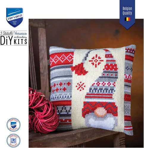 Miniatura 5 de Vervaco Kit de cojín de punto de cruz Elfo de Navidad 2 16" x 16