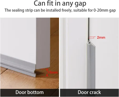 Miniatura 4 de Tira de sellado autoadhesiva para huecos de ventanas de 80 pulgadas, tira de sellado de puertas resistente al viento e insonorizada, cinta de Blanco