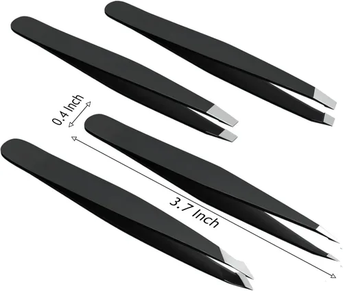 Miniatura 5 de Juego de pinzas, pinzas profesionales de acero inoxidable para cejas, gran precisión para depilación facial, astillas y depilación encarnada, pinzas