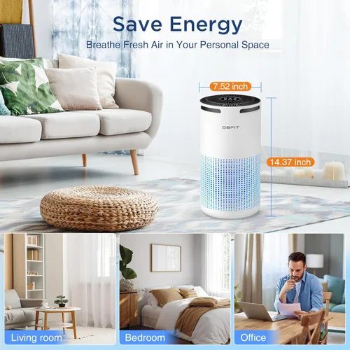 Miniatura 9 de Purificadores de aire para el hogar, habitación grande de hasta 1500 pies cuadrados con aromaterapia, purificador de aire HEPA DBFIT H13, limpiador