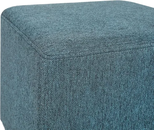 Miniatura 6 de Joveco Taburete otomano de 16 pulgadas, asiento cuadrado de tela con patas de madera (azul)