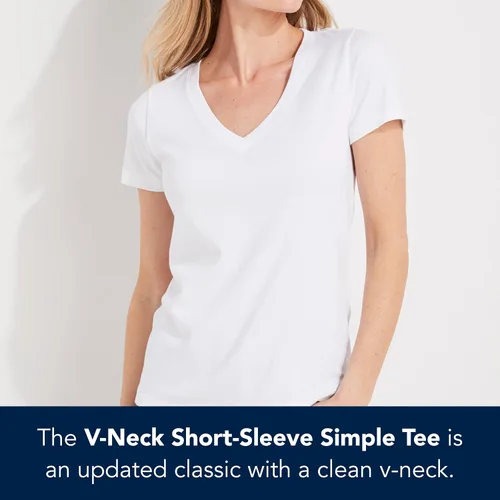 Miniatura 2 de vineyard vines Camiseta simple de manga corta con cuello en V para mujer