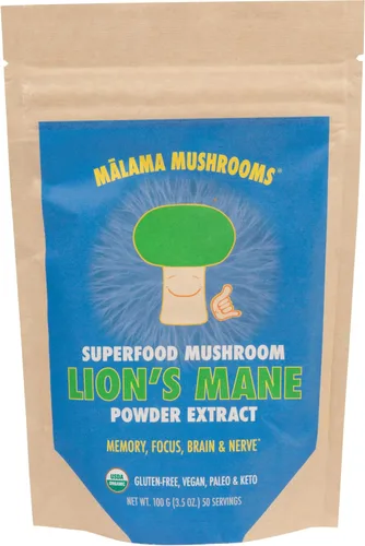 Miniatura 10 de Polvo de extracto de 8 hongos por Malama, mezcla orgánica de hongos corporales con melena de león, reishi, cordyceps, chaga, cola de pavo