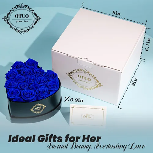 Miniatura 2 de 16 rosas preservadas en caja en forma de corazón, flores para entrega Prime que duran hasta 2 años, flores reales eternas para esposa, novia, madre