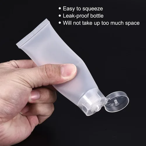 Miniatura 5 de PATIKIL Tubo de compresión de 1.7 fl oz, paquete de 15 tubos cosméticos vacíos de plástico con tapa abatible para viajes domésticos, translúcido